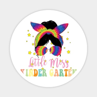 Little Miss Kindergarten Girl Back To School Groovy Retro Tie Dye Magnet